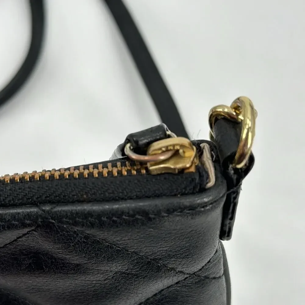 Talbots black leather quilted gold chain crossbody bag